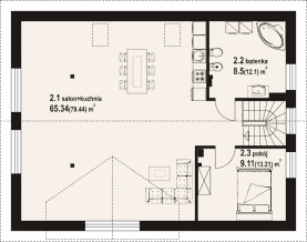 Rzut projektu barcice - Poddasze