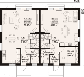 Rzut projektu piaskowo 13 ab - Parter
