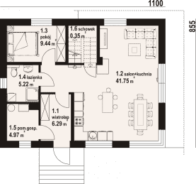 Rzut projektu podbrzezie - Parter