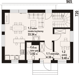 Rzut projektu bobrów aa 70 dws - Parter