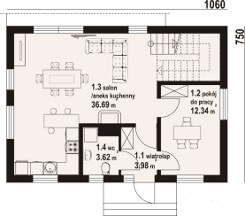Rzut projektu bobrów a3 dws - Parter