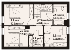 Rzut projektu świdnik aa 70 dws - Poddasze