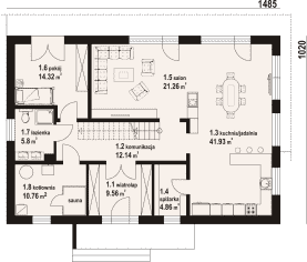Rzut projektu krzemowo - Parter