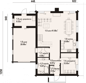 Rzut projektu głogoczów 23 dw - Parter