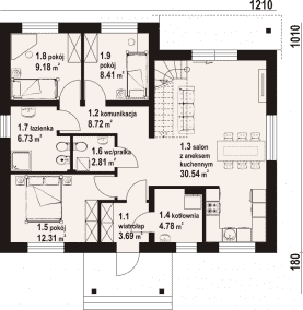 Rzut projektu polańczyk 6m - Parter