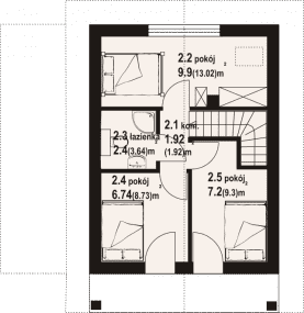 Rzut projektu gajówko 15m pcr - Poddasze