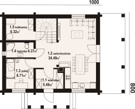 Rzut projektu zawoja dw 8 - Parter