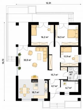 Rzut projektu As 2 (CE) - parter