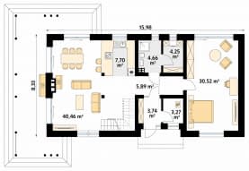 Rzut projektu Weranda 5 (CE) - parter