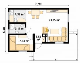 Rzut projektu Best 3 dr-S (DR-S) - parter