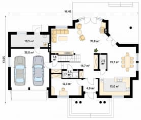 Rzut projektu Allegro 2 (Y) - parter