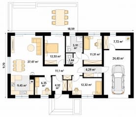 Rzut projektu Gwiazdka 6 (CE) - parter