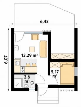 Rzut projektu Szyszka 2 dr-S (DR-S) - parter