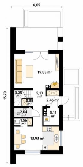 Rzut projektu Dalia (CE) - parter