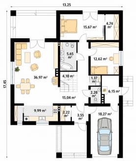 Rzut projektu Decyma 7 (CE) - parter