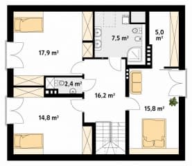 Rzut projektu Jabłoń 2 (CE) - poddasze