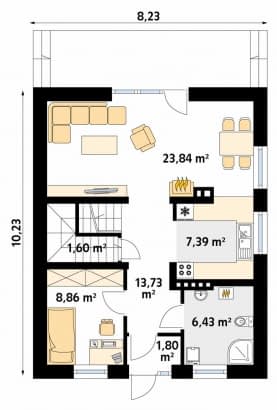Rzut projektu Laura 2 (Y-SL) - parter