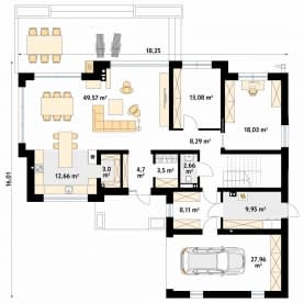 Rzut projektu Anyż 2 (SI) - parter