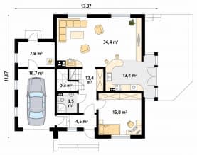 Rzut projektu Boguśka dr-S (DR-S) - parter