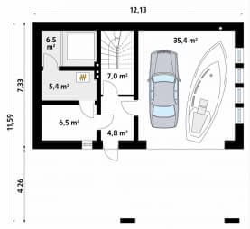 Rzut projektu Rybitwa (CE) - parter
