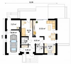 Rzut projektu Calineczka 3 (CE) - parter