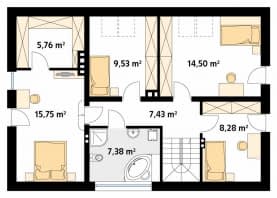 Rzut projektu Calineczka 3 (CE) - poddasze