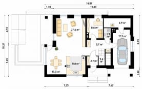 Rzut projektu Storczyk (CE) - parter