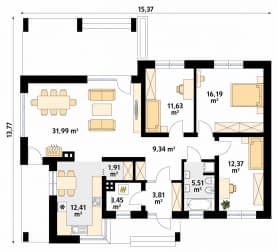 Rzut projektu Malmo (KO) - parter