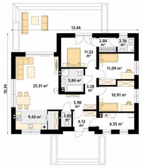 Rzut projektu Aruba 3 (CE) - parter