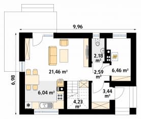 Rzut projektu Groszek 2 (KO) - parter