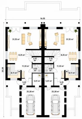 Rzut projektu Larus 4 (CE) - parter