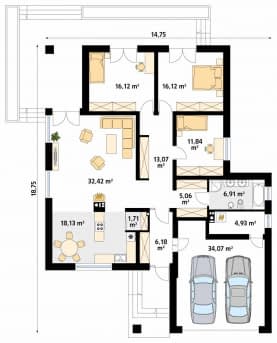 Rzut projektu As 4 (CE) - parter