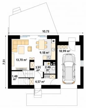 Rzut projektu Mandarynka (CE) - parter