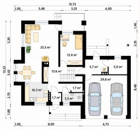 Rzut projektu Perkoz 2 (Y) - parter