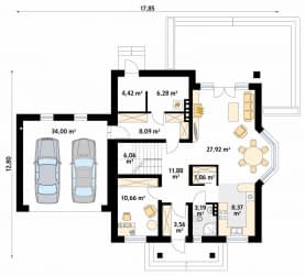 Rzut projektu Wilga 3 (CE) - parter