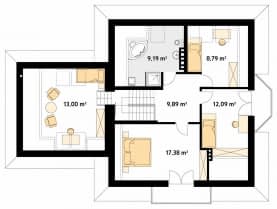 Rzut projektu Wilga 3 (CE) - poddasze