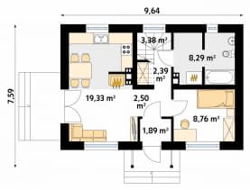 Rzut projektu Motylek 2 (KO) - parter