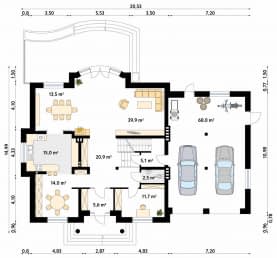 Rzut projektu Bachus 5 (CE) - parter