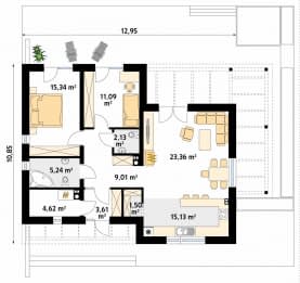 Rzut projektu Amika (CE) - parter