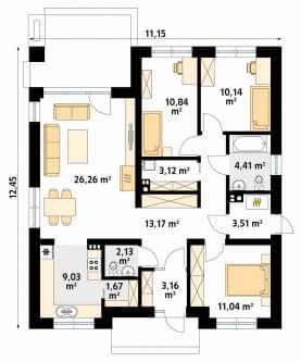 Rzut projektu Elka 5 (CE) - parter