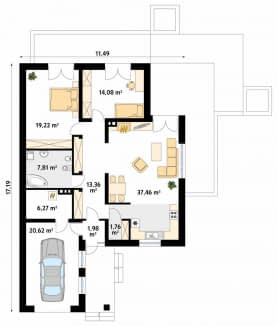 Rzut projektu Aries (KO) - parter