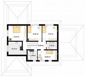 Rzut projektu Bursztyn 2 (PH) - pietro1