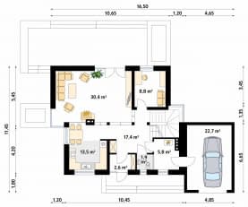Rzut projektu Kwarc (CE) - parter