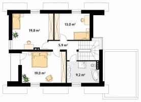 Rzut projektu Kwarc (CE) - poddasze