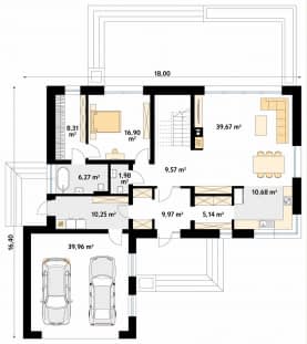 Rzut projektu Piko (PH) - parter