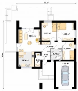 Rzut projektu Atut 2 (CE) - parter