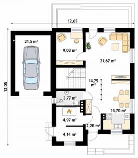 Rzut projektu Bluszcz (CE) - parter
