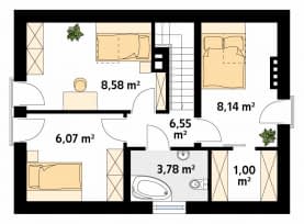 Rzut projektu Poziomka 2 (CE) - poddasze