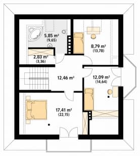 Rzut projektu Wilga 2 (CE) - poddasze