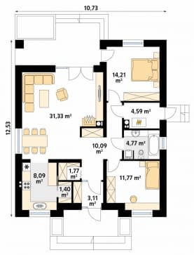 Rzut projektu Elka 3 (Y) - parter